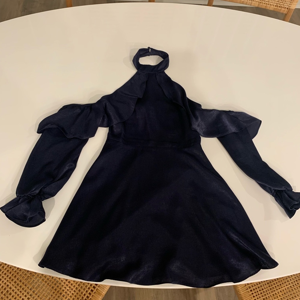 Ale by Alessandra Navy blue off the shoulder dress